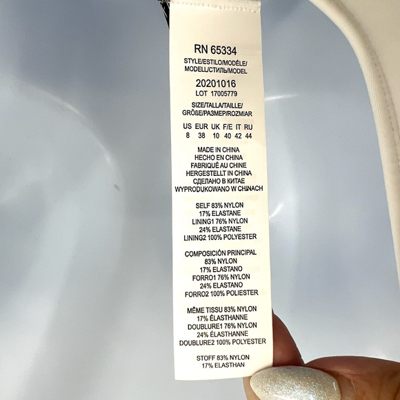 LAUREN RALPH LAUREN One Piece Swimsuit Size 8 White Beach Club Solid Ring NWT - Picture 9 of 10